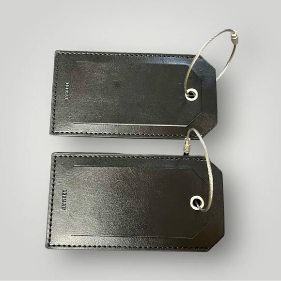 Delta Airlines Official Luggage Tag Black Vegan Leather Baggage Tag Set Of 2 New - Picture 2 of 3